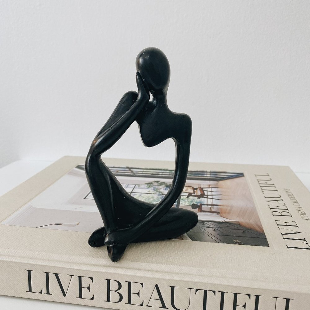 Black Open Heart Body Abstract Sculpture